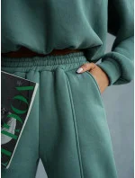 Zelený dámský bavlněný teplákový komplet s krátkou mikinou model 20905689 - Moon