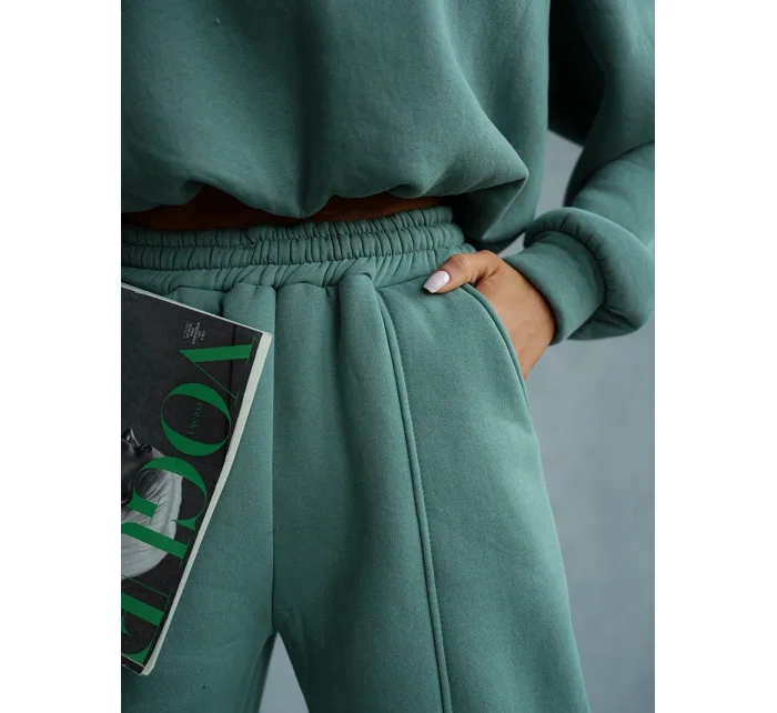 Zelený dámský bavlněný teplákový komplet s krátkou mikinou model 20905689 - Moon