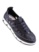 W modrá kožená polobotka s podrážkou model 19737391 - Rieker W modrá kožená polobotka s podrážkou model 19737391 - Rieker