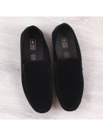 Pánské semišové prolamované mokasíny černé model 21904542