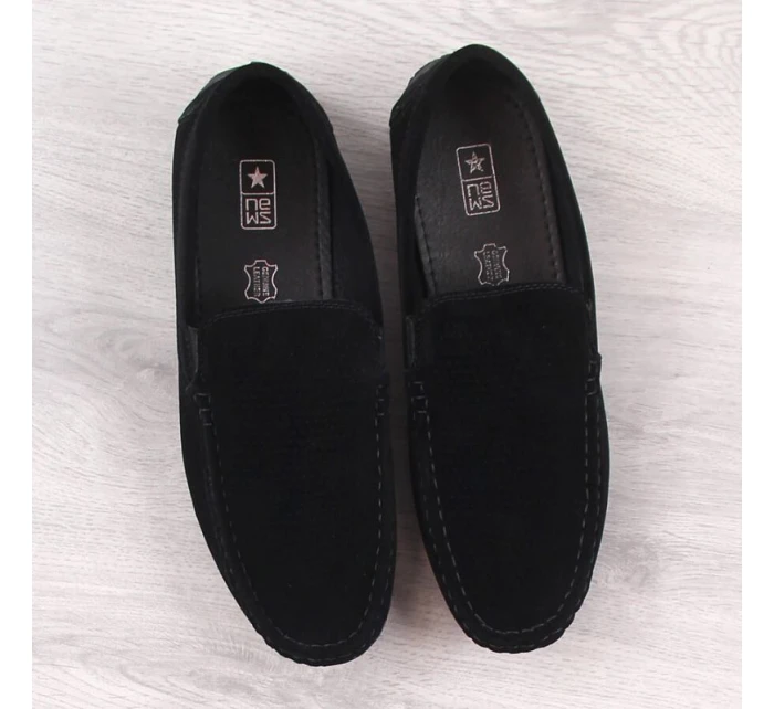 Pánské semišové prolamované mokasíny černé model 21904542