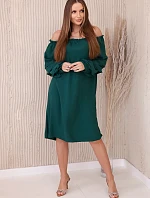 Španielske šaty s ozdobnými rukávmi tmavozelené