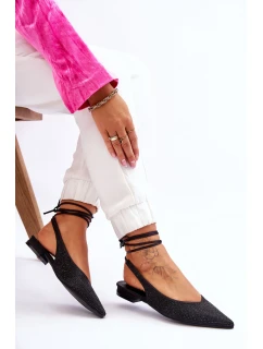 Wiązane Baleriny Z Dżetami Czarne Mavis