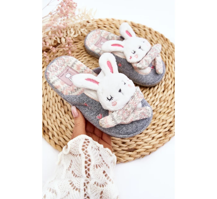Dziecięce Kapcie Na Grubej Podeszwie Króliczki Szare Dasca Dziecięce Kapcie Na Grubej Podeszwie Króliczki Szare Dasca