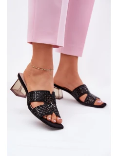 Dámské sandály na podpatku model 21695450 černé - VINCEZA