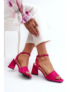 Dámske sandále na vysokom podpätku z eko semišu Fuchsia Upttima