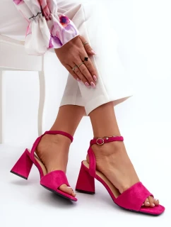 Dámske sandále na vysokom podpätku z eko semišu Fuchsia Upttima