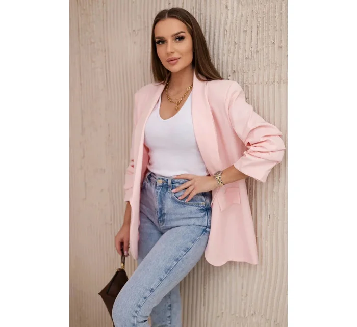Sako s klopami elegantní pudrově model 20648440 - Kesi Sako s klopami elegantní pudrově model 20648440 - Kesi