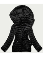 Čierna prešívaná dámska bunda pre prechodné obdobie (5M783-392)