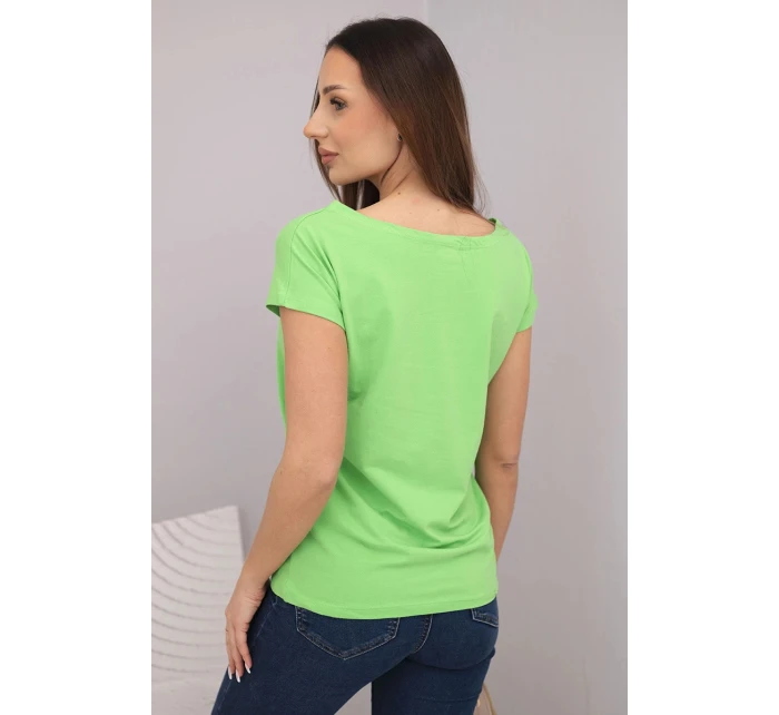 Dámska bavlnená blúzka s potlačou CHIC zelená