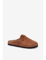 Semišové Klapky Dámské S Přezkou Big Star Hnědé model 21692025 - Big Star Shoes Semišové Klapky Dámské S Přezkou Big Star Hnědé model 21692025 - Big Star Shoes