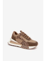 Kožené dámské tenisky na platformě leopardí vzor model 21712445 hnědé - Artiker