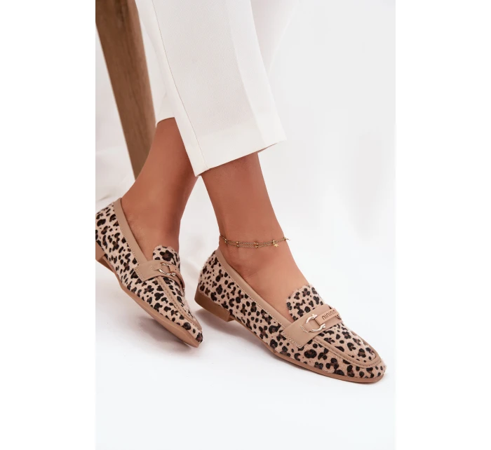Mokasyny Loafersy Damskie Z Ozdobnym Elementem Panterka Beżowe Evelora Mokasyny Loafersy Damskie Z Ozdobnym Elementem Panterka Beżowe Evelora