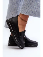 Dámske kožené topánky na platforme S.Barski Black Dámske kožené topánky na platforme S.Barski Black
