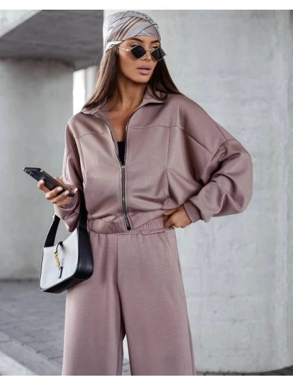 Komplet damski spodnie i bluza ze cappuccino model 21470456 - Moon