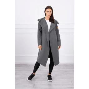 Dlhý kabát s kapucňou v grafitovej farbe Dlhý kabát s kapucňou v grafitovej farbe