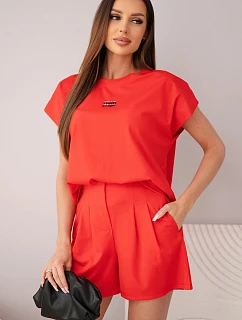 Dámský komplet z s halenkou a šortkami se červený model 22147950 - K-Fashion