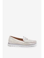 Mokasyny Damskie Z Eko Skóry Srebrne Bralithia