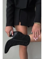 Ocieplane Damskie Botki Kowbojki Ze Zdobieniem Czarne Lelira Ocieplane Damskie Botki Kowbojki Ze Zdobieniem Czarne Lelira