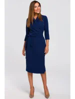 Dámske zavinovacie šaty so zaväzovaním S175 tmavomodré - štýlové