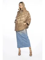 Tmavo béžová dámska bunda pončo s ozdobnými zipsami AnnGissy (AG1-J9171) Tmavo béžová dámska bunda pončo s ozdobnými zipsami AnnGissy (AG1-J9171)
