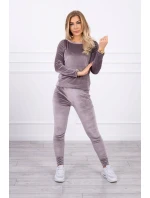 Velúrová súprava so zadným popruhom sivá Velúrová súprava so zadným popruhom sivá