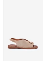 Ploché sandály s ozdobou béžové model 21685714 - Boto