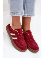 Sneakersy Damskie Zamszowe Na Platformie Bordowe Sylviona
