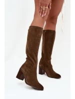 Dámské kozačky z přírodního semiše vyhřívané s olivové model 21712321 - SERGIO LEONE Dámské kozačky z přírodního semiše vyhřívané s olivové model 21712321 - SERGIO LEONE