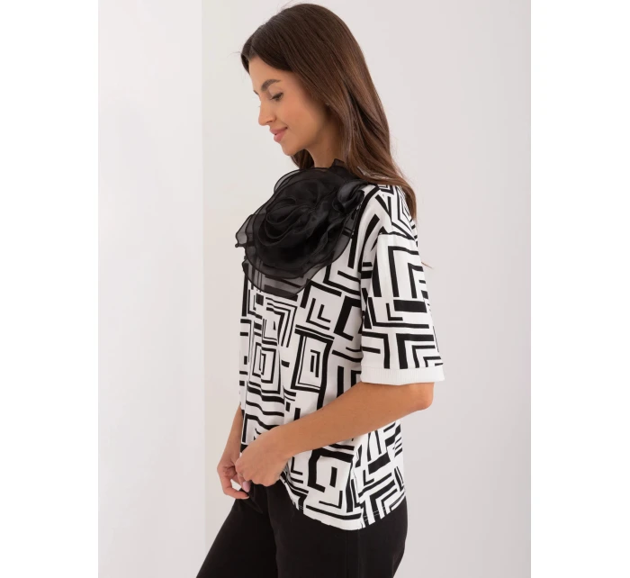 Dámska blúzka LK BZ 509697.27 Ecru s čiernou - FPrice