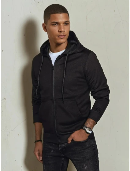 Pánská mikina s kapucí na zip černá Dstreet model 21972055 - FashionStreet