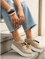 Dámske tenisky na platforme béžové FashionStreet ZY1419 Dámske tenisky na platforme béžové FashionStreet ZY1419