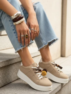 Dámské tenisky na platformě béžové Dstreet model 21996415 - FashionStreet