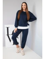 Dámský komplet s mikinou a tepláky modrý model 21808619 - K-Fashion Dámský komplet s mikinou a tepláky modrý model 21808619 - K-Fashion