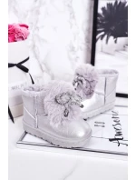 Dívčí Sněhové model 21544078 Boty S Kožešinou Stříbrné Aurora - Boto