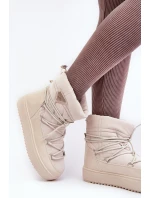 Damskie Śniegowce Na Platformie Z Wiązaniem Beżowe Fleure Damskie Śniegowce Na Platformie Z Wiązaniem Beżowe Fleure