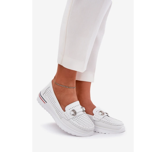 baleríny z přírodní kůže  bílé model 21686565 - VINCEZA