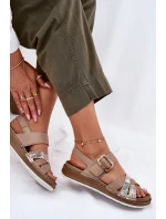 Dámské Sandály S Přezkou Béžové model 21697910 - Inblu