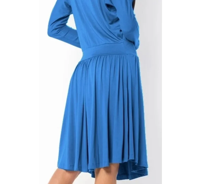 Letné šaty dámske vo voľnom strihu značkovej stredne dlhé modré - Modrá - Makadamové Letné šaty dámske vo voľnom strihu značkovej stredne dlhé modré - Modrá - Makadamové