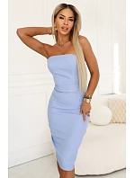 tužkové midi šaty s páskem modré model 22075184 - numoco