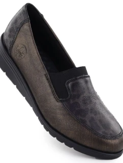 Hnedé kožené dámske topánky na platforme Rieker L5351-90