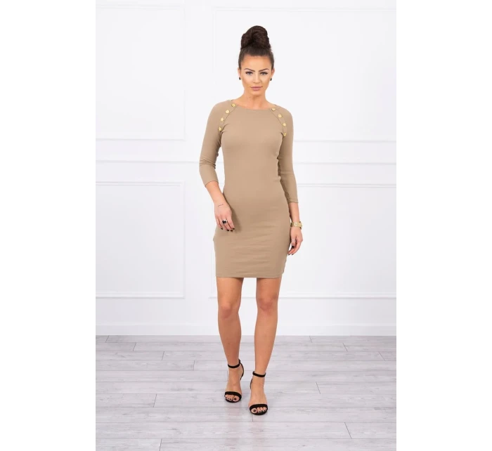 Šaty s ozdobnými knoflíky camel Šaty s ozdobnými knoflíky camel