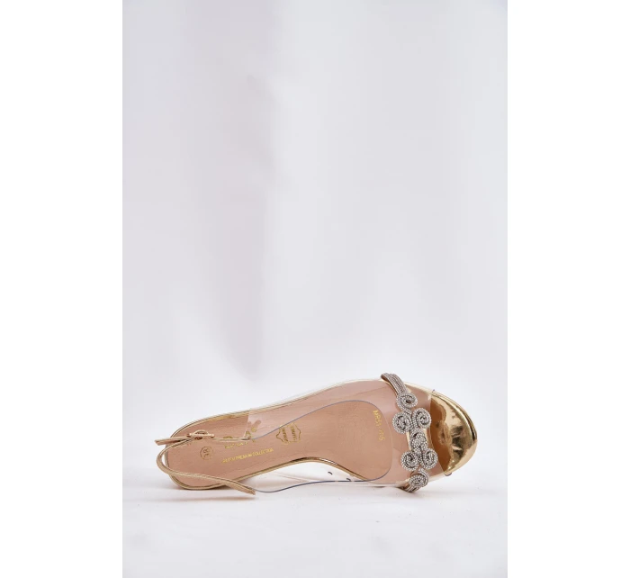 Transparentne Sandały Na Słupku D&A MR51-705 Złote