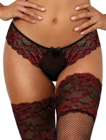 Sexy tangá V-10018 čierna/červená - Axami