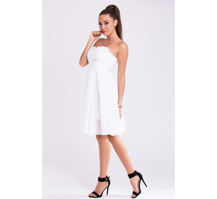 Dámske značkové šaty EVA & LOLA s rozšírenou sukňou biele - Biela / S - EVA & LOLA