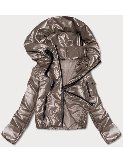 Krátka dámska bunda vo farbe cappuccino (B8138-12)