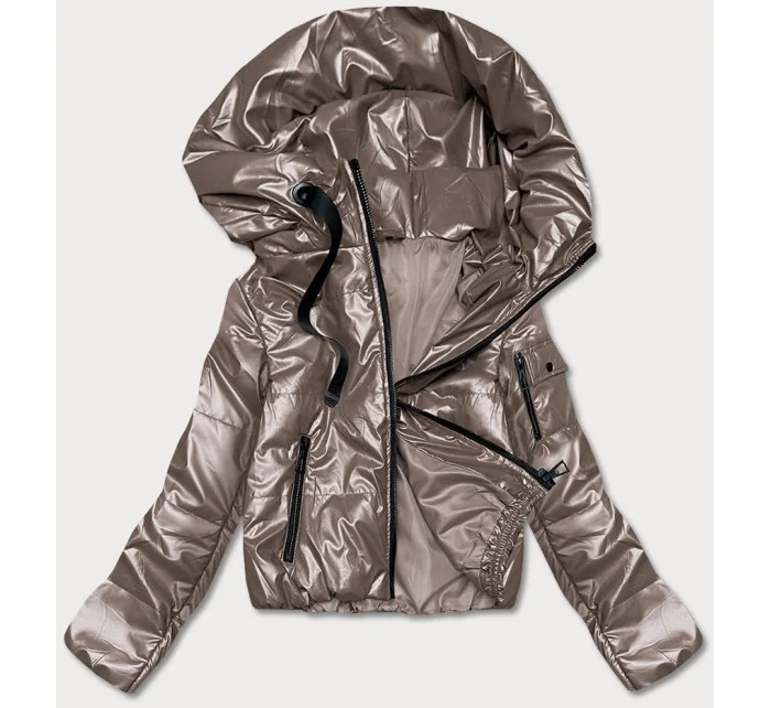 Krátka dámska bunda vo farbe cappuccino (B8138-12)