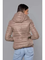 Béžová dámská prošívaná bunda s kapucí model 18044817 - S'WEST