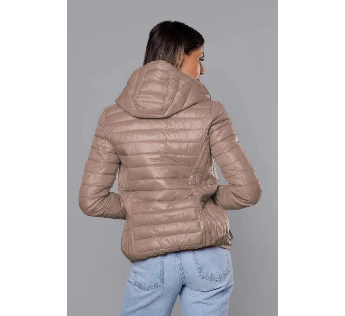 Béžová dámská prošívaná bunda s kapucí model 18044817 - S'WEST