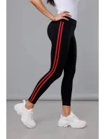 Čierno-červené športové legíny s lampasmi (YW01052-D1-5)
